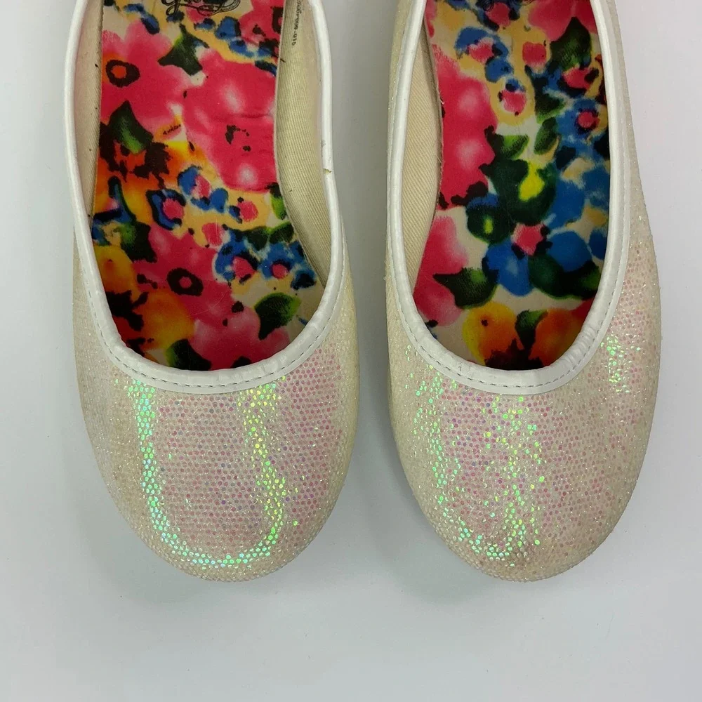 Faded Glory Iridescent Ballet Flat Kids Size 13 Glitter Sparkle Slip On Shoes